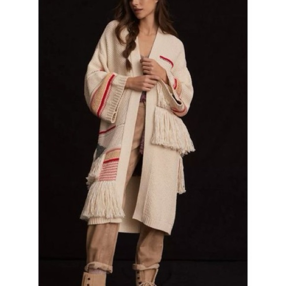 Anthropologie Pilcro Fringed Boho Duster Cardigan One Size